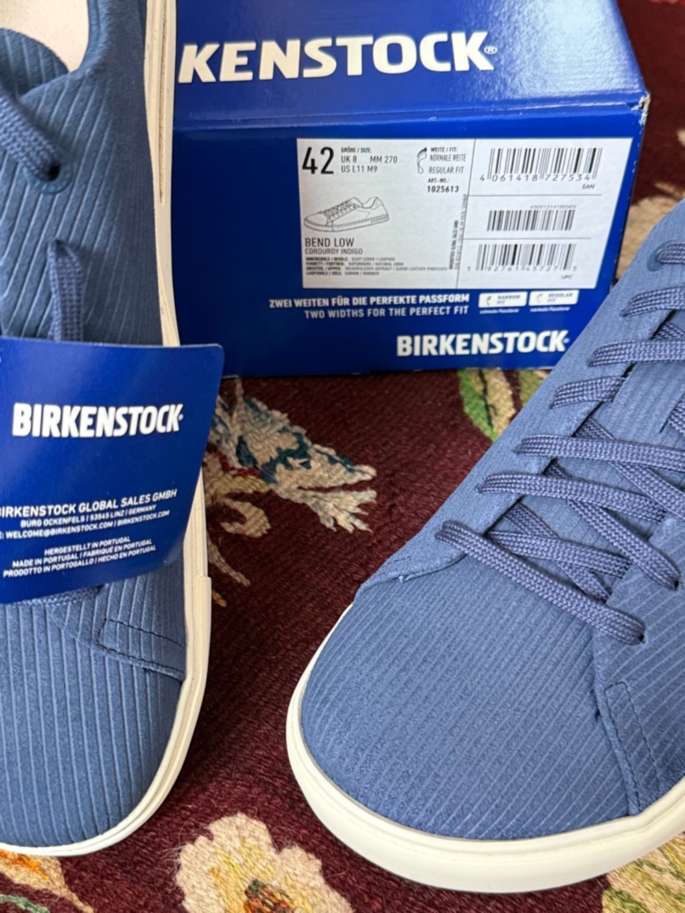 NWT Birkenstock bend low Corduroy Indigo  Sneakers with White Sole Men’s L11 M9 - Picture 5 of 6